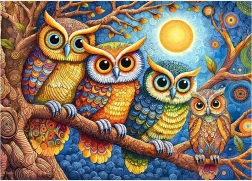 Puzzle Cherry Pazzi Hiboux au clair de lune 500 pièces