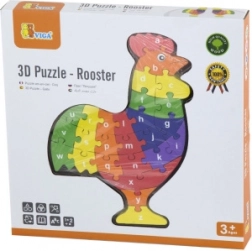 Puzzle 3D en bois Coq avec alphabet