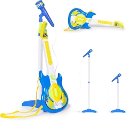 Guitare électrique avec micro et support pour enfants, compatible MP3, bleu