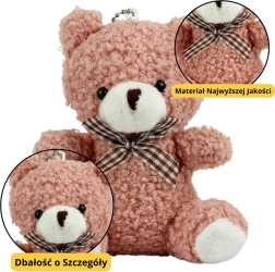 Porte-clés en peluche rose Ours 8 cm