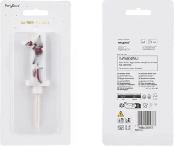 Bougie de gâteau numéro 1 avec fleur blanche, 8 cm
