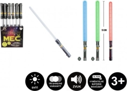 Sabre lumineux avec son et lumière, 73 cm, plastique, 3× AAA, 3 couleurs