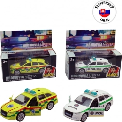 Voiture de secours et police à rétro-friction