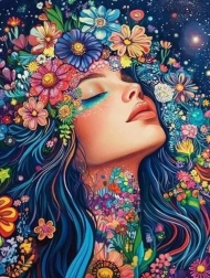 Peinture diamant Fille parmi les fleurs 30 × 40 cm