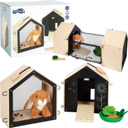 Lapin en peluche dans clapier avec enclos small foot
