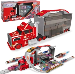 Woopie camion de pompiers avec garage et piste de course