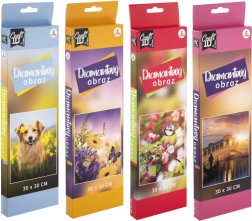 Peinture diamant fleurs, oiseaux, petit chien et Venise 30x30 cm