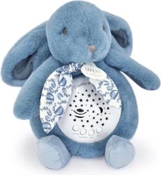 Doudou boîte à musique avec projection Lapin bleu
