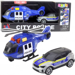 Set de police hélicoptère et voiture avec lumières et sons