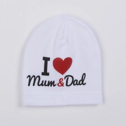 Bonnet bébé en coton I Love Mum and Dad blanc