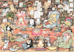 RAVENSBURGER puzzle Crazy Cats : le club de lecture de Bingley 1000 pièces