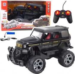 Voiture tout-terrain RC avec éclairages, échelle 1:12, noire