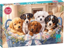 Puzzle Cherry Pazzi Chiots dans un panier, 300 pièces