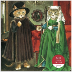 puzzle carré meowsterpiece : les époux arnolfini, 500 pièces