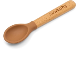 Cuillère en silicone avec manche en bois New Baby Caramel 14 cm