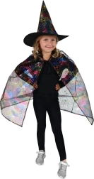 Costume de sorcier/sorcière pour enfants avec cape toile d’araignée et chapeau