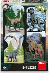 Puzzle Monde Jurassique avec motifs de dinosaures 4x54 pièces