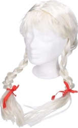 Perruque blonde avec tresses pour carnaval pour enfants