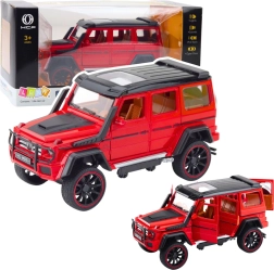 Voiture tout-terrain en métal à ressort, portes ouvrantes, rouge 1:22