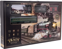 train rétro avec fumée et sons, set avec rails et accessoires