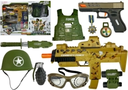Ensemble militaire avec pistolets à fléchettes en mousse MP7 pour enfants