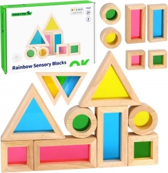 Blocs colorés en bois avec miroirs transparents Tooky Toy, 8 pcs