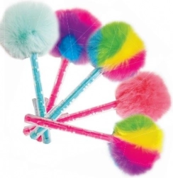 Stylo à bille avec pompon coloré et jeu labyrinthe – 1 pc