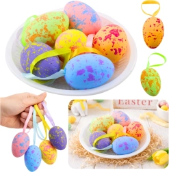 Œufs de Pâques suspendus avec attache, aux couleurs pastel - 6 pièces