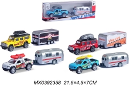 modèle de voiture en métal avec remorque à rétrofriction