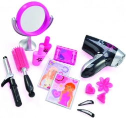 Grand coffret de maquillage pour petites coquettes avec sèche-cheveux et miroir