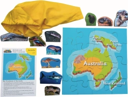 Puzzle en bois Australie et ses animaux, 16 pièces et 10 animaux