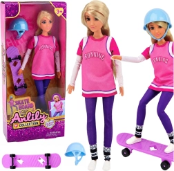 Anlily skateboardeuse – poupée avec skateboard violet et casque 30 cm