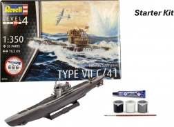 revell starter kit 1:350 sous-marin allemand type vii c/41 – maquette en plastique