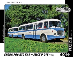 Puzzle Retro voitures Škoda 706 RTO Kar et Jelcz P‑01E 40 pièces