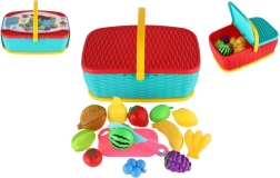 Panier de pique-nique avec fruits et légumes à découper, 15 pièces