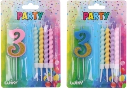 Bougie de fête numéro 3 avec bougies supplémentaires
