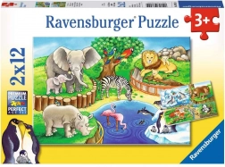 Puzzle 2x12 pièces Animaux du zoo