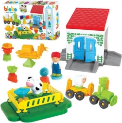 Mochtoys Blocs Pin Bricks Ferme en boîte 100 pcs + 3 figurines