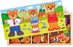 Puzzle d’habillage en bois famille d’ours
