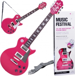 Guitare électrique pour enfants avec sangle – Rose