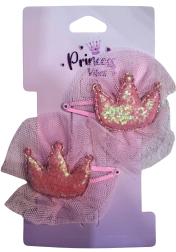 PINK barrettes à cheveux couronne pailletée, 2 pcs