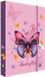 Boîte pour cahiers A5 Papillon – classeur violet plastifié avec élastique