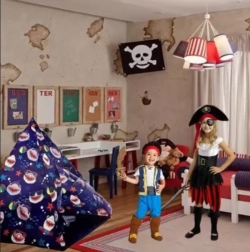 Tente tipi pour enfants avec motif requins 150 × 150 × 125 cm