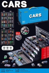 Ensemble de petites voitures avec garage dans un conteneur (48 pcs)