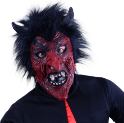 masque de diable avec cheveux noirs pour adulte