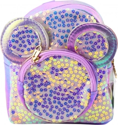 Sac à dos enfant avec sequins et oreilles de souris violet 22 cm 3L