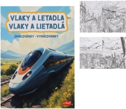 Livre de coloriage avec des trains et des avions
