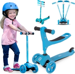 Trottinette enfant Evo 3 roues 2-en-1 avec siège, bleu clair