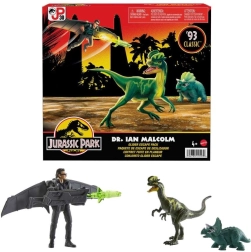 Jurassic World – set de figurines Ian Malcolm avec compagnons dinosaures et planeur