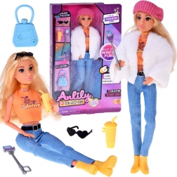 Poupée mannequin ANLILY influenceuse en tenue d’hiver avec accessoires